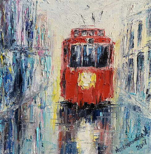 Odesa tram. Rain. by Volodymyr (Vladimir) Nezdiimynoha (Nezdiymynoga), 회화 for Sale on Singulart