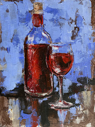 Bottle of red wine by Volodymyr (Vladimir) Nezdiimynoha (Nezdiymynoga), Painting for Sale on Singulart