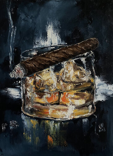 Whiskey and cigar de Volodymyr (Vladimir) Nezdiimynoha (Nezdiymynoga), Pintura a la venta en Singulart