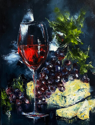 Wineglass of Burgundy by Volodymyr (Vladimir) Nezdiimynoha (Nezdiymynoga), 회화 for Sale on Singulart