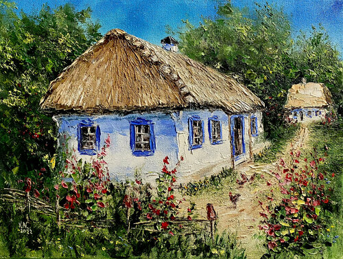 Ukrainian hut and mallows Volodymyr (Vladimir) Nezdiimynoha (Nezdiymynoga)