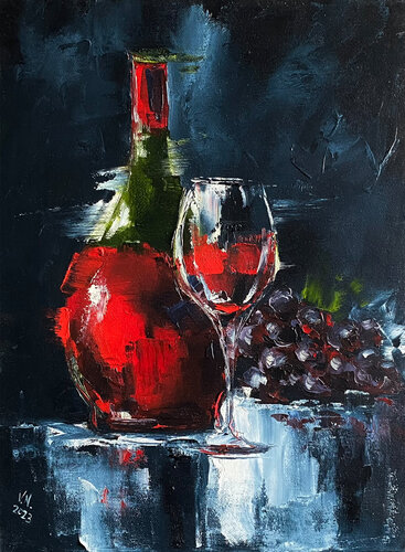 Wine and grapes by Volodymyr (Vladimir) Nezdiimynoha (Nezdiymynoga), 회화 for Sale on Singulart