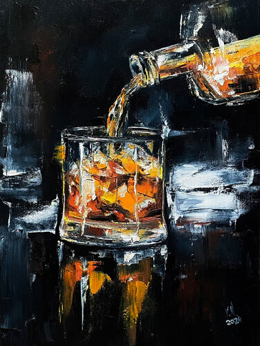 Sip of whiskey van Volodymyr (Vladimir) Nezdiimynoha (Nezdiymynoga), Schilderij te koop op Singulart