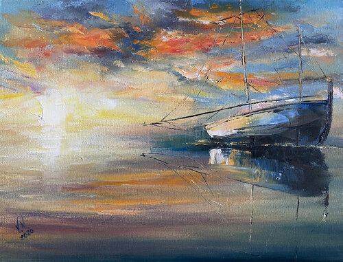 Boat at sunset Volodymyr (Vladimir) Nezdiimynoha (Nezdiymynoga)