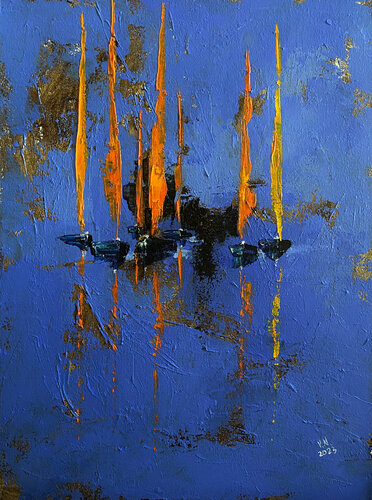 Orange sails par Volodymyr (Vladimir) Nezdiimynoha (Nezdiymynoga), Peinture en vente sur Singulart