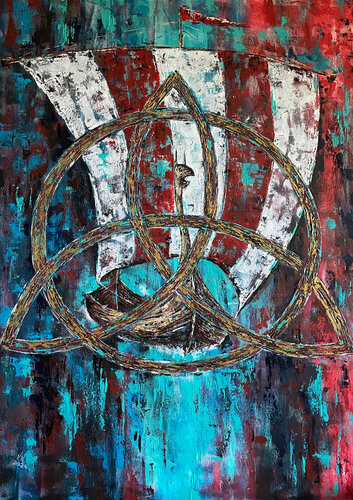 Viking Drakkar. Triquetra. by Volodymyr (Vladimir) Nezdiimynoha (Nezdiymynoga), 회화 for Sale on Singulart