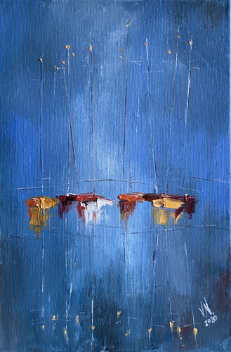 Boats 9 par Volodymyr (Vladimir) Nezdiimynoha (Nezdiymynoga), Peinture en vente sur Singulart