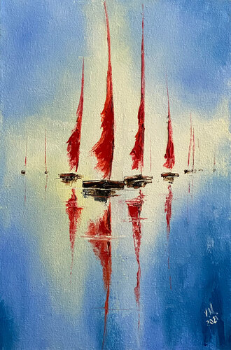 Red sails 11 by Volodymyr (Vladimir) Nezdiimynoha (Nezdiymynoga), 絵画 for Sale on Singulart