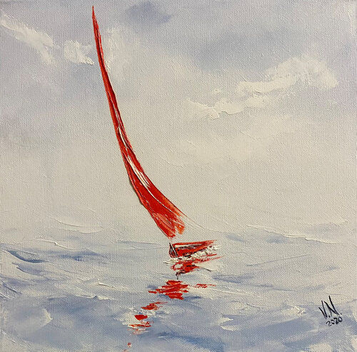 Red sail 2 par Volodymyr (Vladimir) Nezdiimynoha (Nezdiymynoga), Peinture en vente sur Singulart