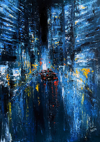 Manhattan at night 2 von Volodymyr (Vladimir) Nezdiimynoha (Nezdiymynoga), Malerei kaufen auf Singulart