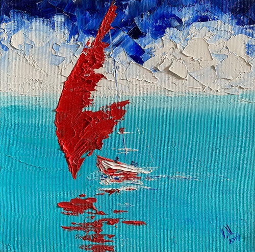 Red sail 3 by Volodymyr (Vladimir) Nezdiimynoha (Nezdiymynoga), 絵画 for Sale on Singulart