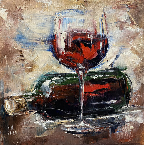 Glass of red wine 2 by Volodymyr (Vladimir) Nezdiimynoha (Nezdiymynoga), Painting for Sale on Singulart