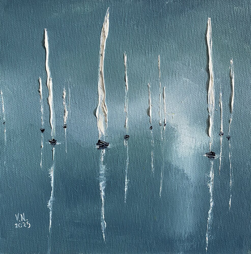 Abstract white sails de Volodymyr (Vladimir) Nezdiimynoha (Nezdiymynoga), Pintura a la venta en Singulart