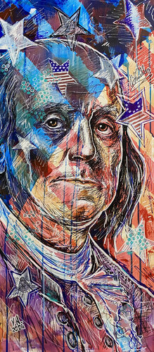Benjamin Franklin par Volodymyr (Vladimir) Nezdiimynoha (Nezdiymynoga), Peinture en vente sur Singulart