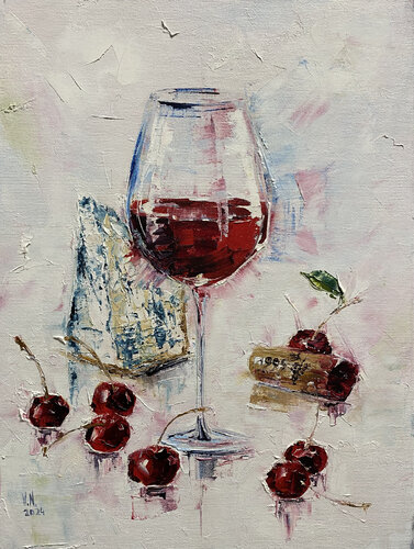 Wine and cheese 2 von Volodymyr (Vladimir) Nezdiimynoha (Nezdiymynoga), Malerei kaufen auf Singulart