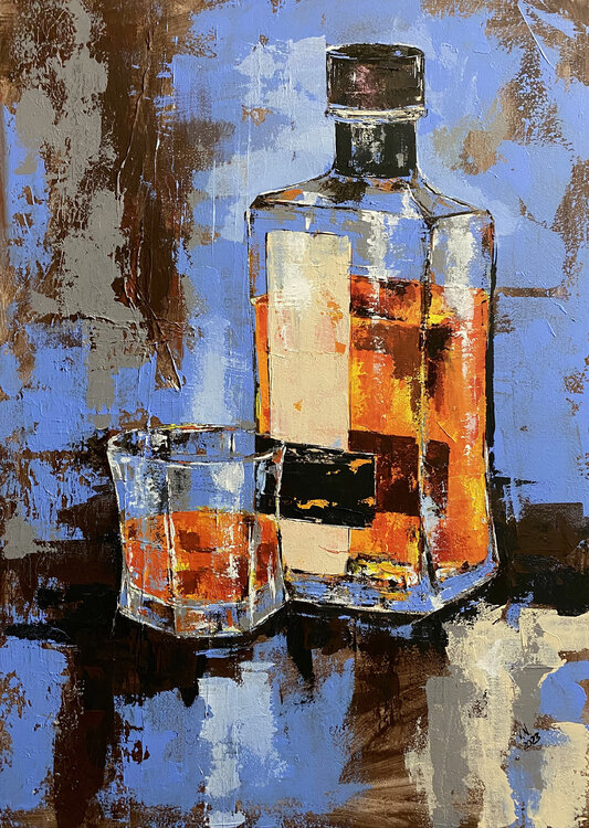 Bottle and glass of whiskey Volodymyr (Vladimir) Nezdiimynoha (Nezdiymynoga)