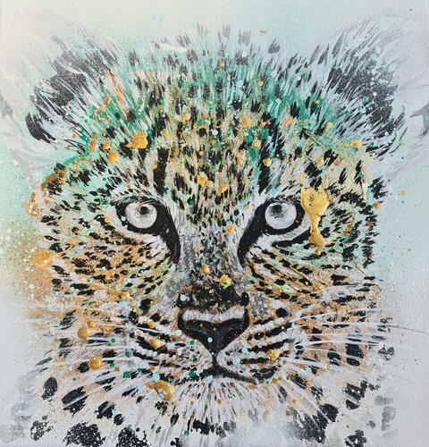 Panthera Pardus Baby van Rosie Tretter, Schilderij te koop op Singulart