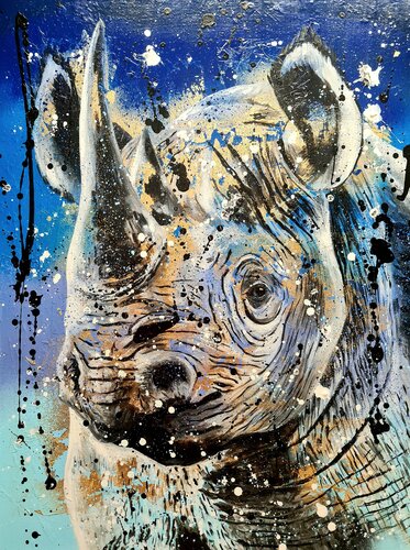 Diceros bicornis no II van Rosie Tretter, Schilderij te koop op Singulart