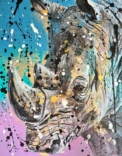 Diceros bicornis no III di Rosie Tretter, Pittura in vendita su Singulart