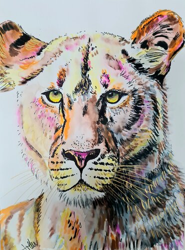 Löwin van Rosie Tretter, Schilderij te koop op Singulart