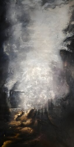 Japandi / Misty Mountains par Floria Rey, Peinture en vente sur Singulart
