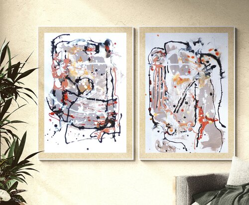 Japandi Diptyque de Floria Rey, Pintura a la venta en Singulart