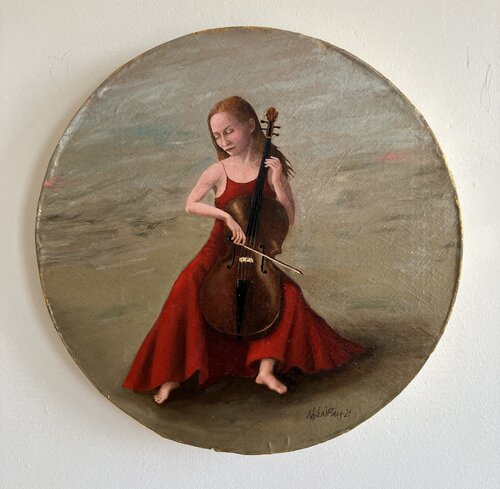 Cellist in red von Ulrika Westerberg, Malerei kaufen auf Singulart