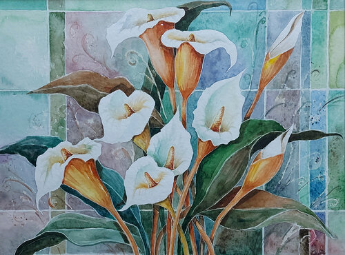 Weisse Kallas by Ewa Martens, 絵画 for Sale on Singulart