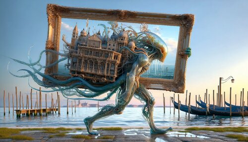 Hold-up à Venise. Guennal X AI par Frédéric guennal, Digital en vente sur Singulart