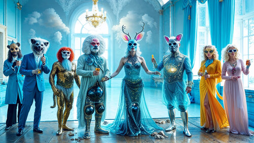 La fête, avenue jean-baptiste Poquelin, Paris Guennal X AI van Frédéric guennal, Digitaal te koop op Singulart