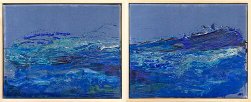 ON_VELVET #11 wave on blue velvet, DIPTYCHON di Andrea Moring, Pittura in vendita su Singulart