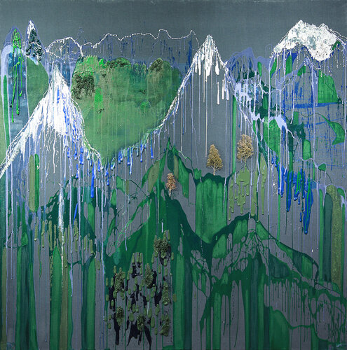 ON_VELVET #5 mountains on light-grey velvet di Andrea Moring, Pittura in vendita su Singulart
