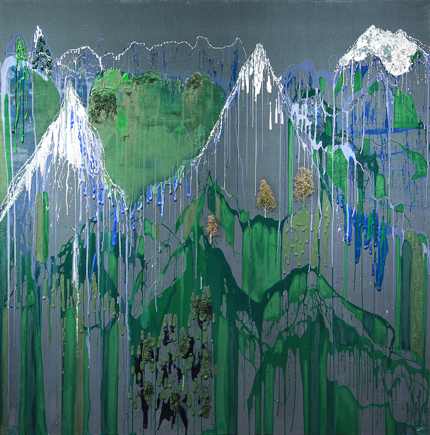 ON_VELVET #5 mountains on light-grey velvet Andrea Moring Originalgemälde zu verkaufen