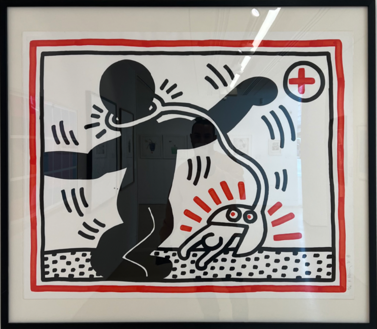 KEITH HARING アート作品 未使用 KEITH HARING ESTATE RARE 1999 LITHO PRINT FRAMED POP ART POSTER