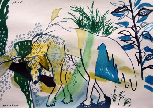 Fox par Weronika Raczynska, Œuvre sur papier en vente sur Singulart