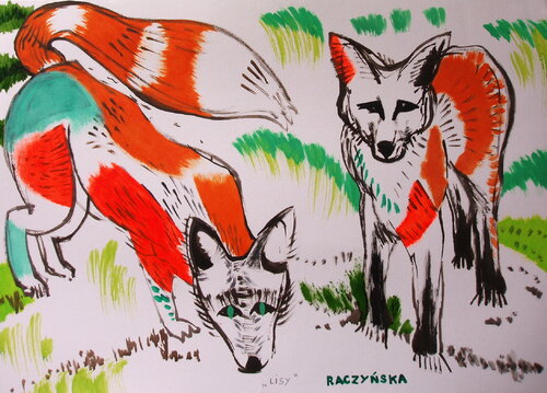Foxes by Weronika Raczynska, 종이 for Sale on Singulart
