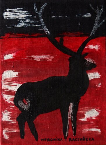 Deer In The Snow von Weronika Raczynska, Malerei kaufen auf Singulart