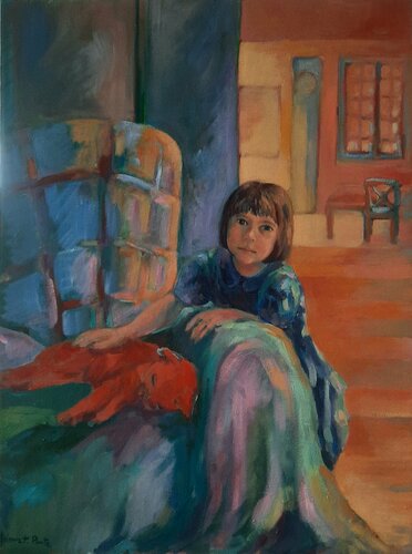 L'enfant et le chat by Anne-Marie Molénat-Ponté, 絵画 for Sale on Singulart