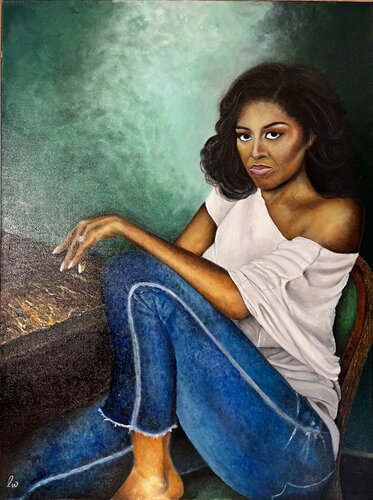 Mrs. Obama  di Luther Wright, Pittura in vendita su Singulart