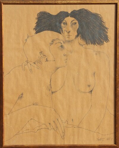 Untitled - Lovers by Ramon Santiago, Work on Paper for Sale on Singulart