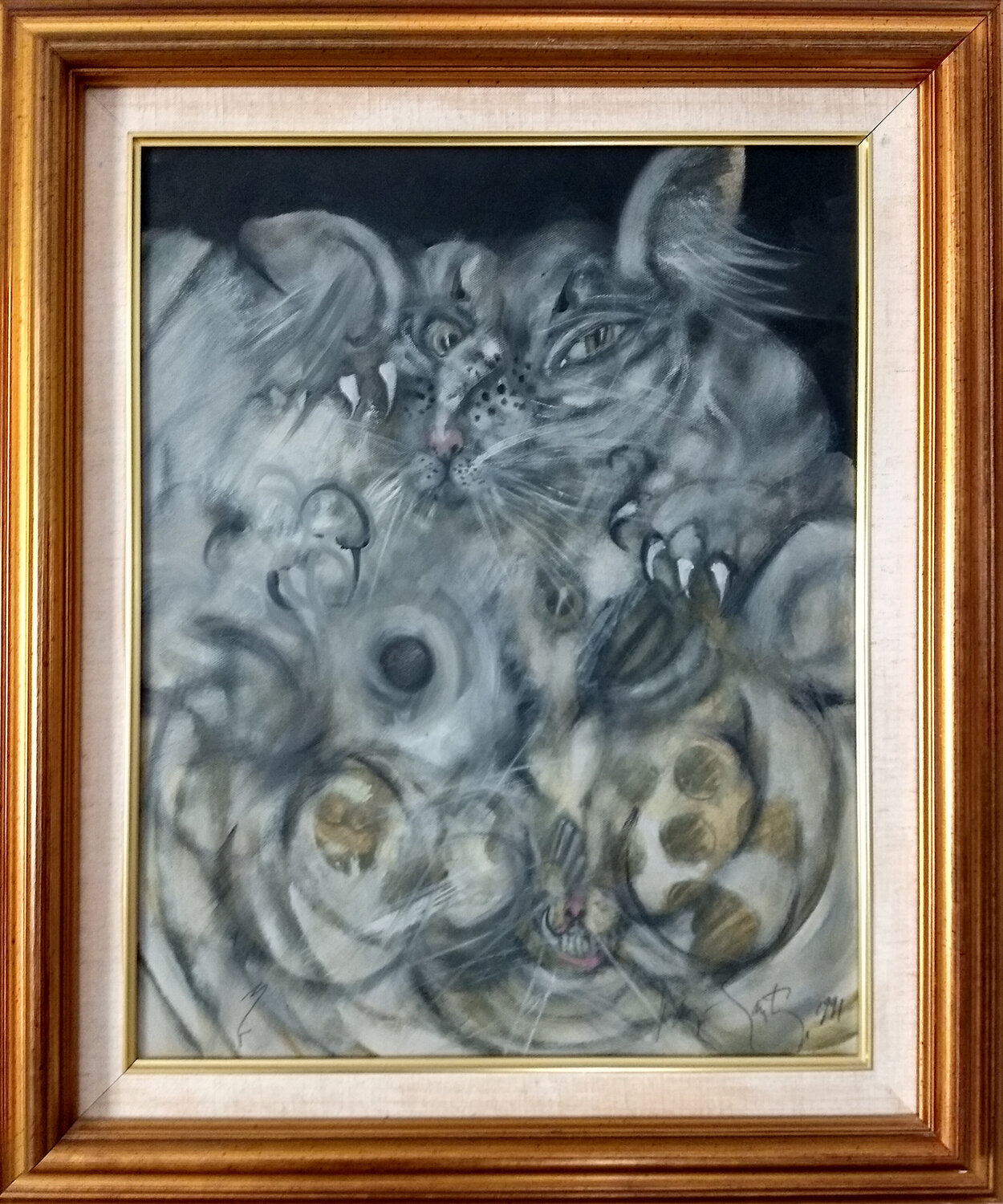 My Two Cats Ramon Santiago Original painting for sale