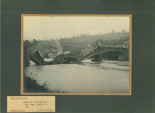 Invasion of Belluno - Bridge over the Piave River blown up by Austrian troops de Unknown Artist, Fotografía a la venta en Singulart