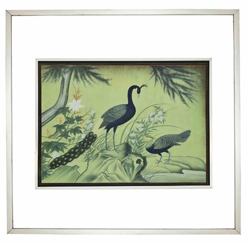 Peacocks in a Garden van Unknown Artist, Werk op papier te koop op Singulart
