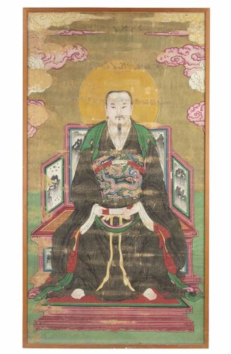 Large Sino-Tibetan Portrait of a Seated Dignitary par Unknown Artist, Œuvre sur papier en vente sur Singulart
