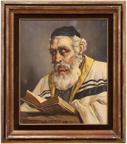 Hungarian Rabbi Large Judaica Portrait by Unknown Artist, Painting for Sale on Singulart
