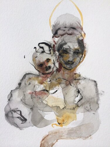 Great Grandfather's Father As A Baby In The Garden de Courtney Reid, Pintura a la venta en Singulart