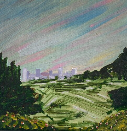 Blue Downtown van Susan Lizotte, Schilderij te koop op Singulart