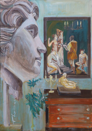 Looking at the World (The Artist's Studio) di Paula Craioveanu, Pittura in vendita su Singulart