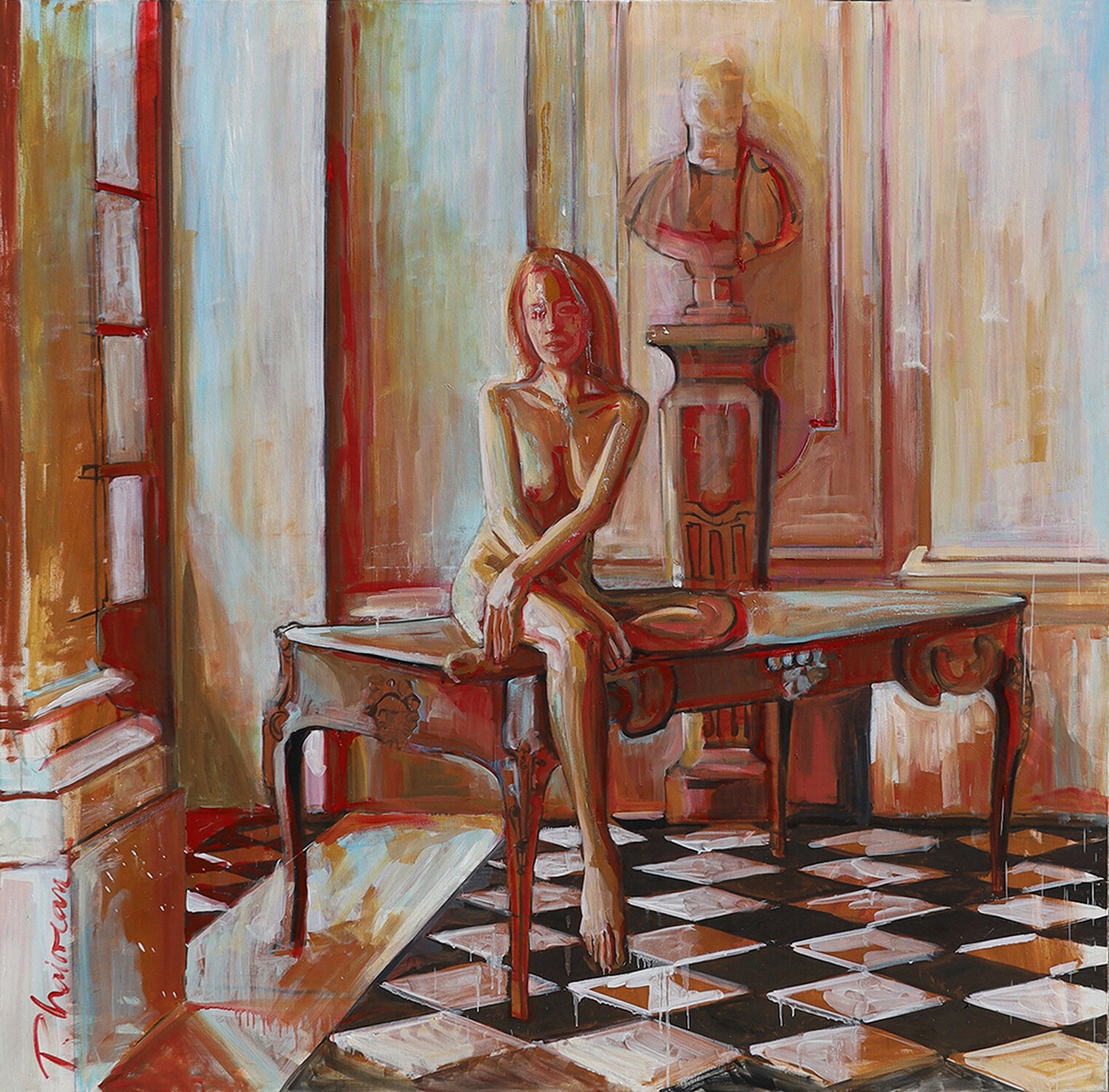 Nude in French Interior Paula Craioveanu Originalgemälde zu verkaufen