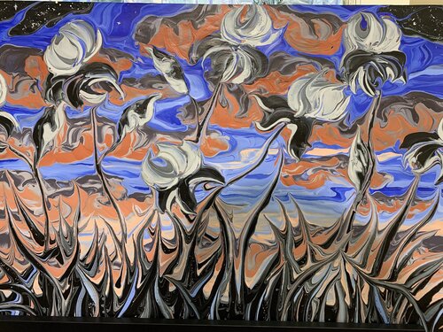 Black Irises at Dusk  (Small) de Gregory Horndeski, Pintura a la venta en Singulart